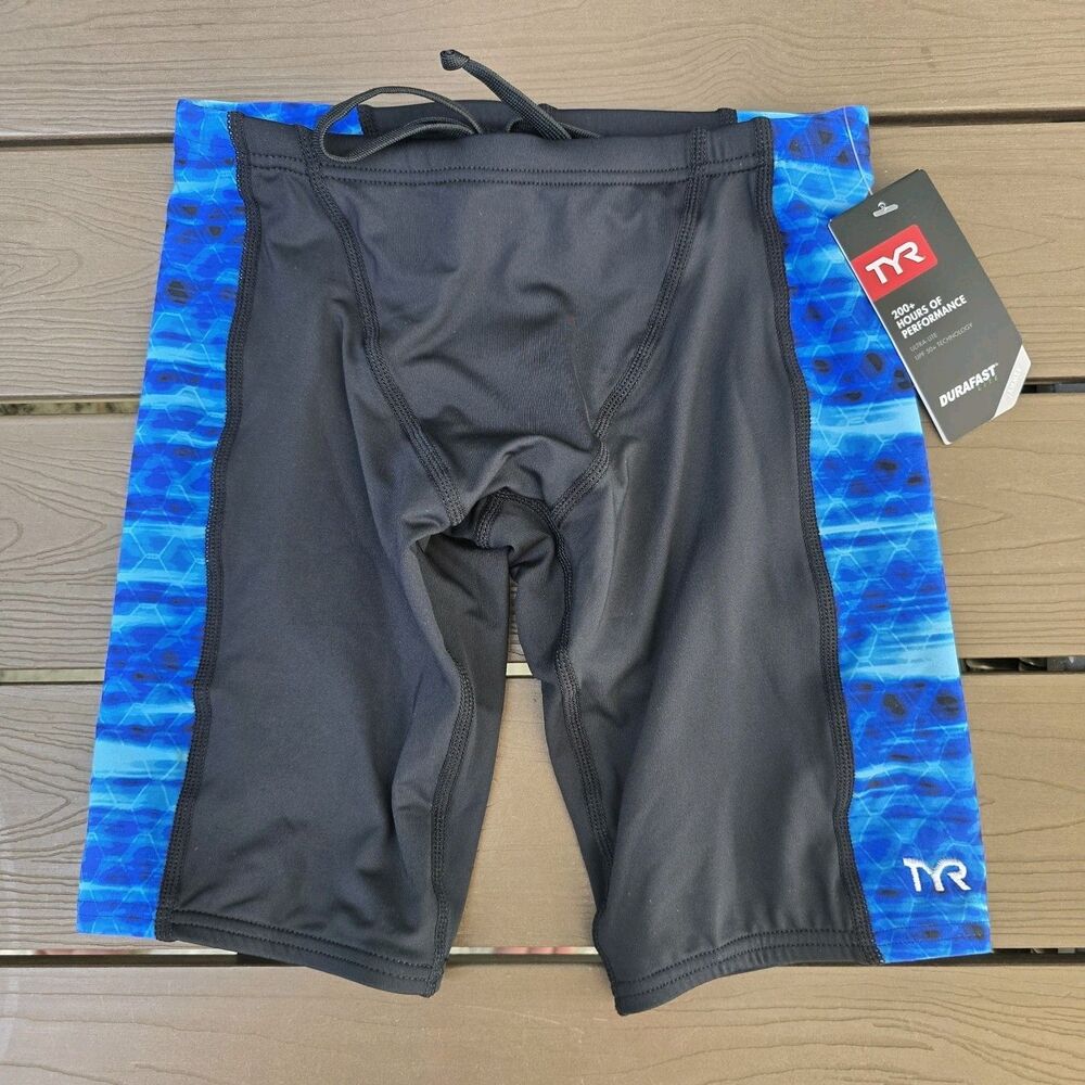 TYR Youth Boy's Durafast Lite Blue Castaway Splice Jammer Sz 26 NEW